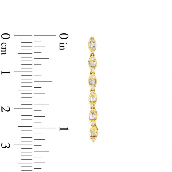 1/3 CT. T.w. Diamond Marquise-Frame Linear Drop Earrings