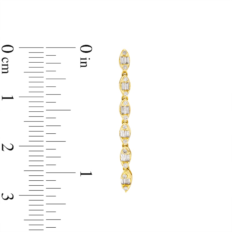 Main Image 3 of 1/3 CT. T.W. Diamond Marquise-Frame Linear Drop Earrings