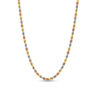 Main Image 1 of 3.0mm Rope Chain Necklace in Semi-Solid 14K Tri-Tone Gold - 20"