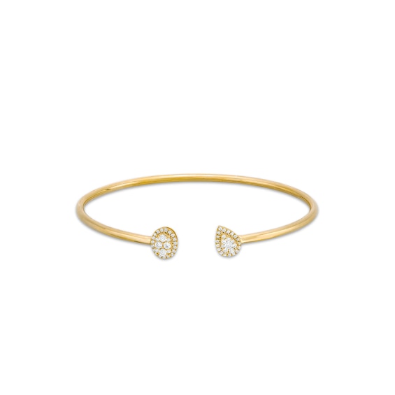 1/2 CT. T.w. Diamond Oval-and Pear-Framed Bangle Bracelet in 10K Gold
