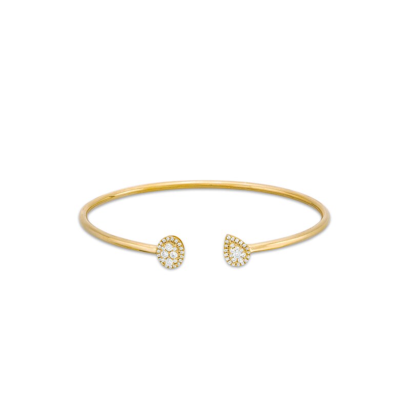 1/2 CT. T.W. Diamond Oval-and Pear-Framed Bangle Bracelet in 10K Gold