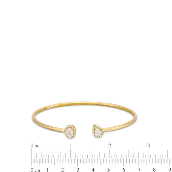 1/2 CT. T.w. Diamond Oval-and Pear-Framed Bangle Bracelet in 10K Gold