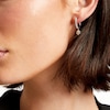 Thumbnail Image 2 of 1 CT. T.W. Diamond Flower Dangle Hoop Earrings in 10K White Gold