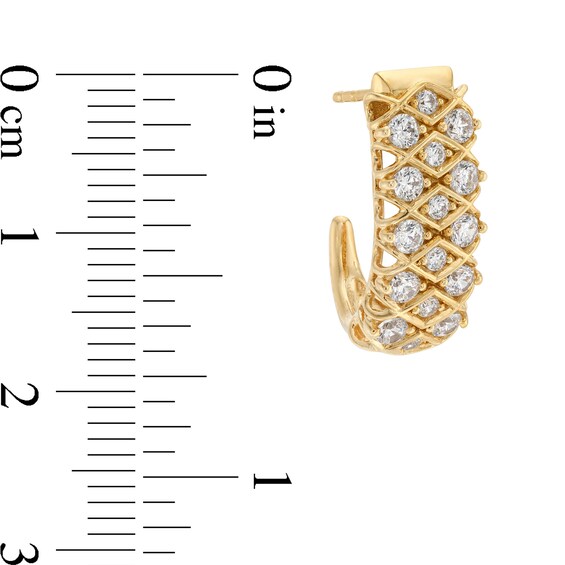 1 CT. T.w. Diamond Honeycomb J-Hoop Earrings in 10K Gold