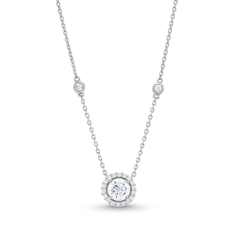 3/4 CT. T.W. Diamond Frame Station Necklace in 14K White Gold | Zales