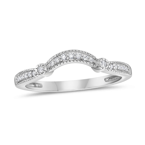 1/10 CT. T.w. Diamond Contour Band in 10K White Gold