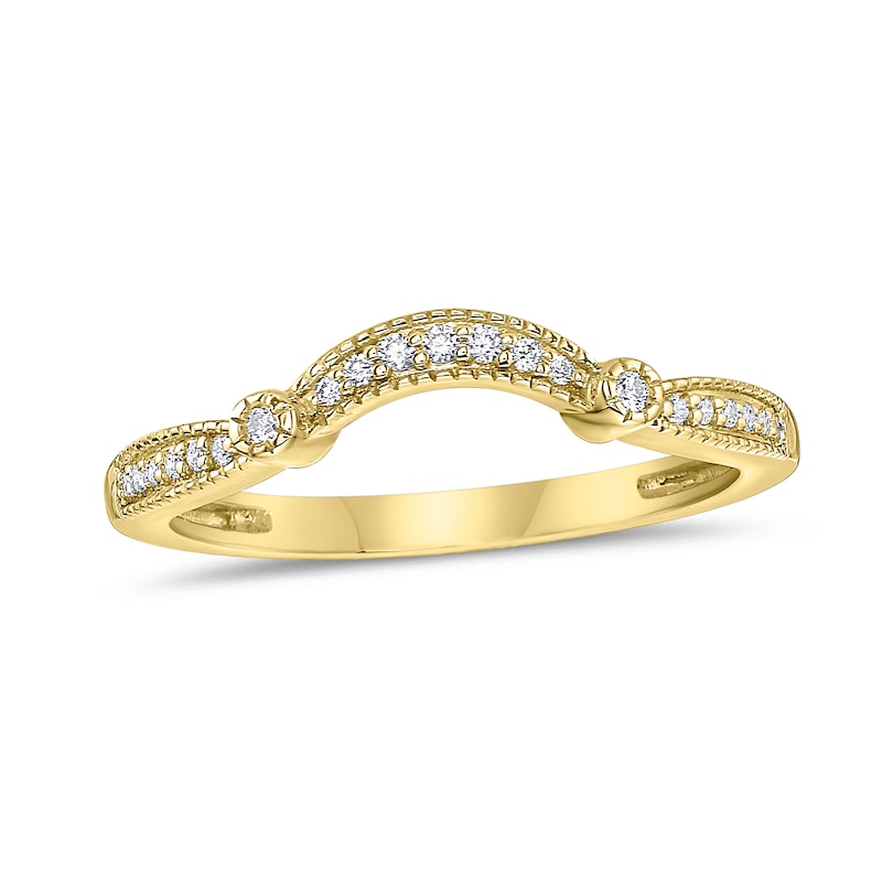 Main Image 1 of 1/10 CT. T.W. Diamond Contour Band in 10K Gold