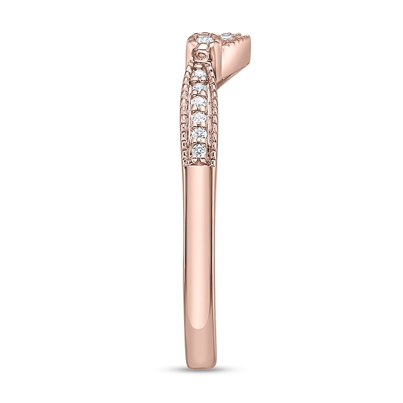 Main Image 2 of 1/10 CT. T.W. Diamond Contour Band in 10K Rose Gold