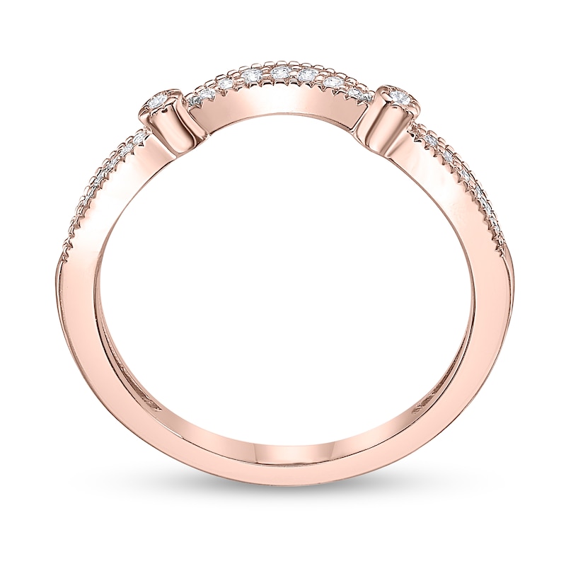 Main Image 3 of 1/10 CT. T.W. Diamond Contour Band in 10K Rose Gold