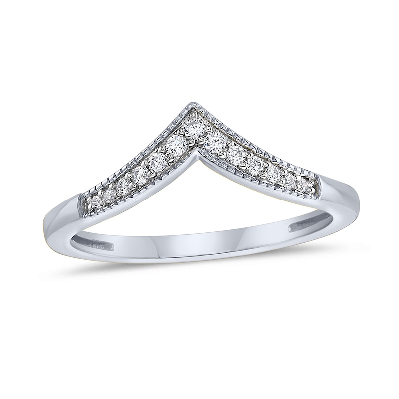 Main Image 1 of 1/10 CT. T.W. Diamond Chevron  Contour Band in 10K White Gold