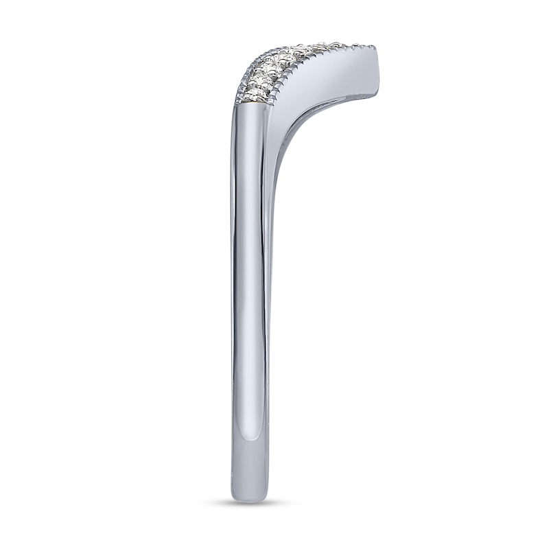 Main Image 2 of 1/10 CT. T.W. Diamond Chevron  Contour Band in 10K White Gold