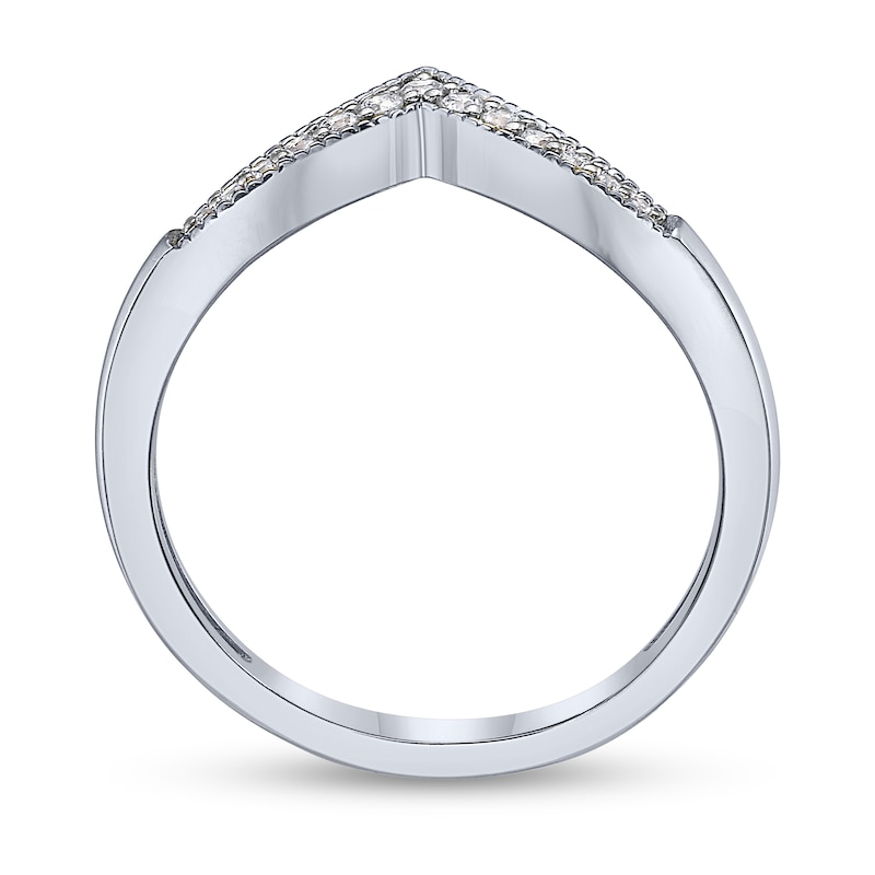 Main Image 3 of 1/10 CT. T.W. Diamond Chevron  Contour Band in 10K White Gold