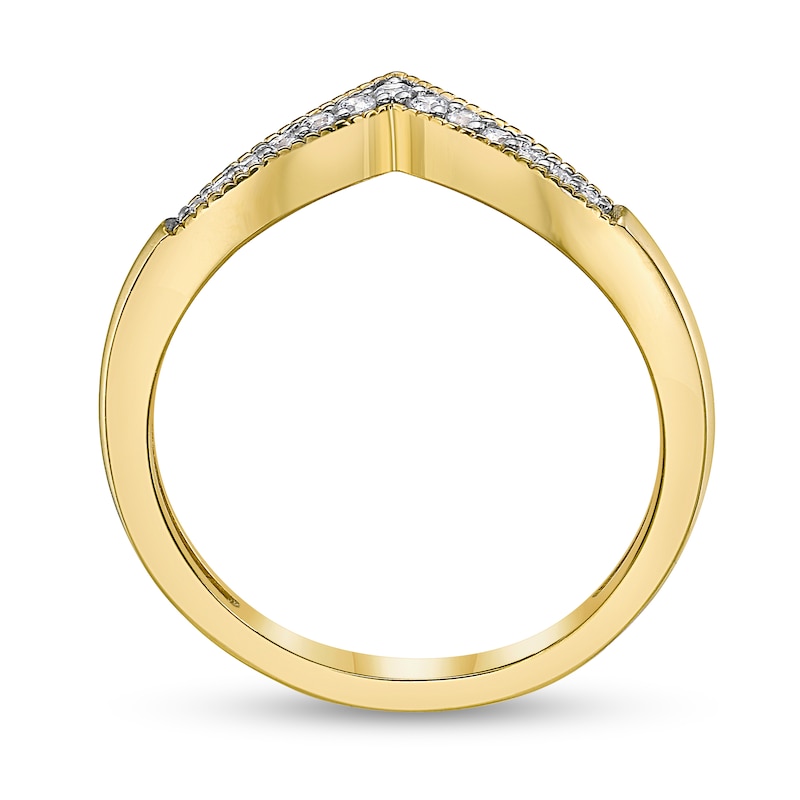 Main Image 3 of 1/10 CT. T.W. Diamond Chevron Band in 10K Gold