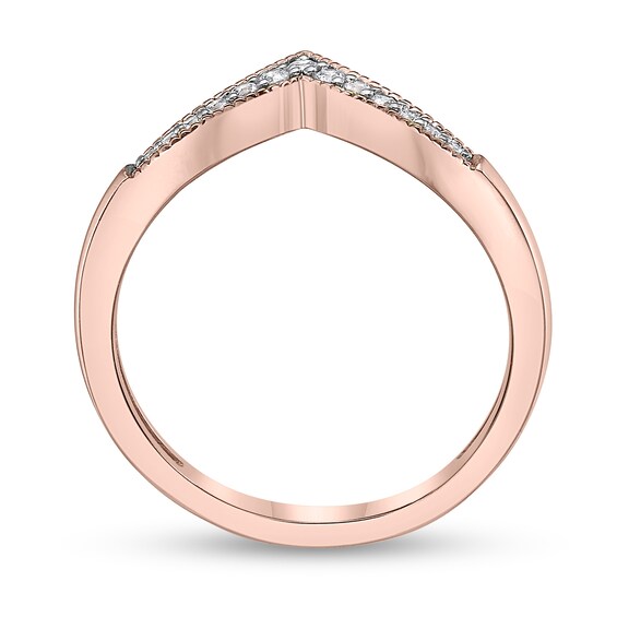 1/10 CT. T.w. Diamond Chevron Band in 10K Rose Gold