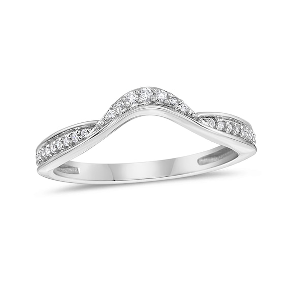 1/10 CT. T.w. Diamond Wave Contour Band in 10K White Gold