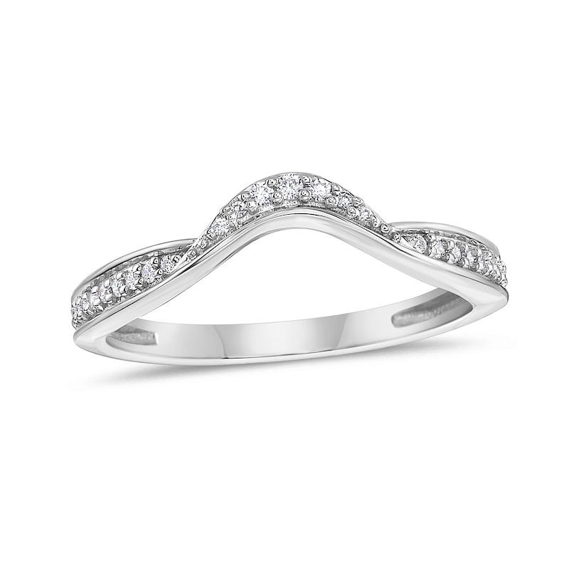 Main Image 1 of 1/10 CT. T.W. Diamond Wave Contour Band in 10K White Gold
