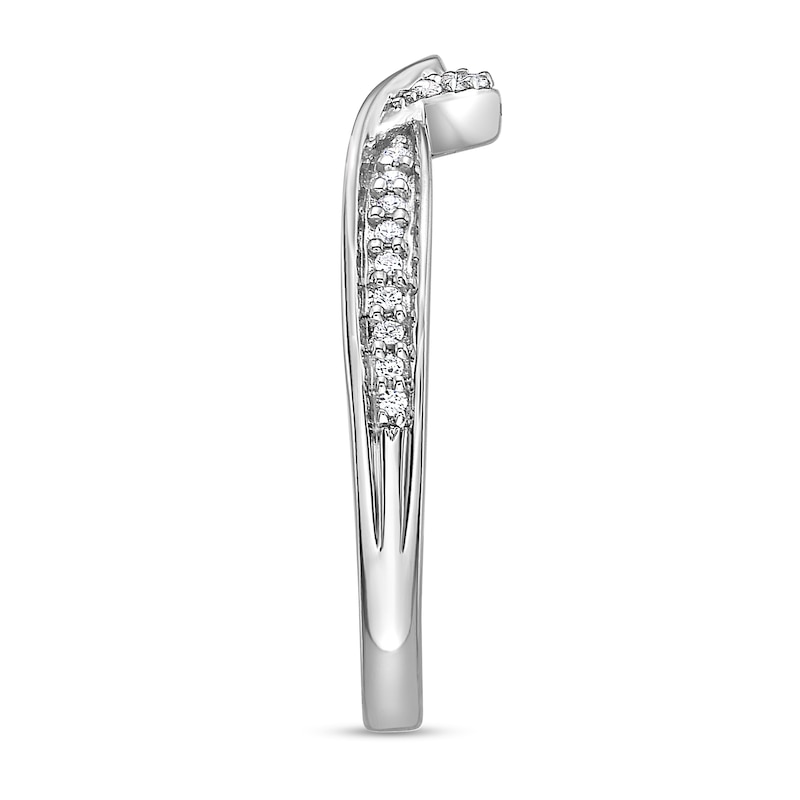 Main Image 2 of 1/10 CT. T.W. Diamond Wave Contour Band in 10K White Gold