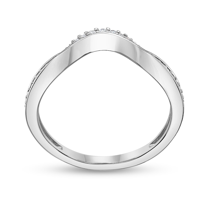 Main Image 3 of 1/10 CT. T.W. Diamond Wave Contour Band in 10K White Gold