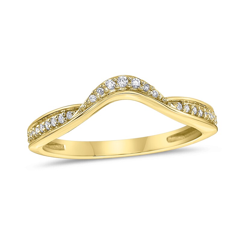 Main Image 1 of 1/10 CT. T.W. Diamond Wave Contour Band in 10K Gold