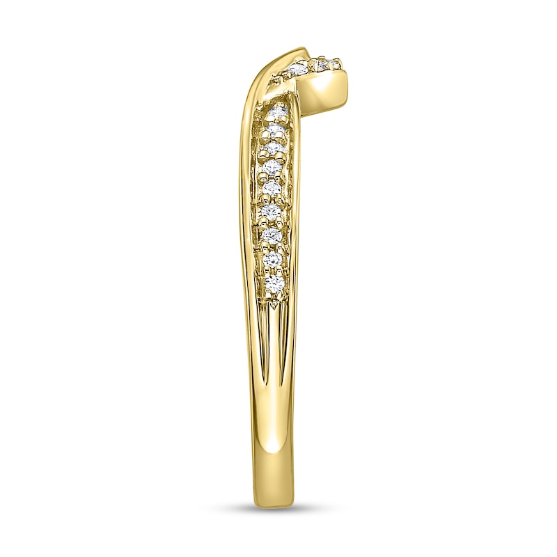 Main Image 2 of 1/10 CT. T.W. Diamond Wave Contour Band in 10K Gold