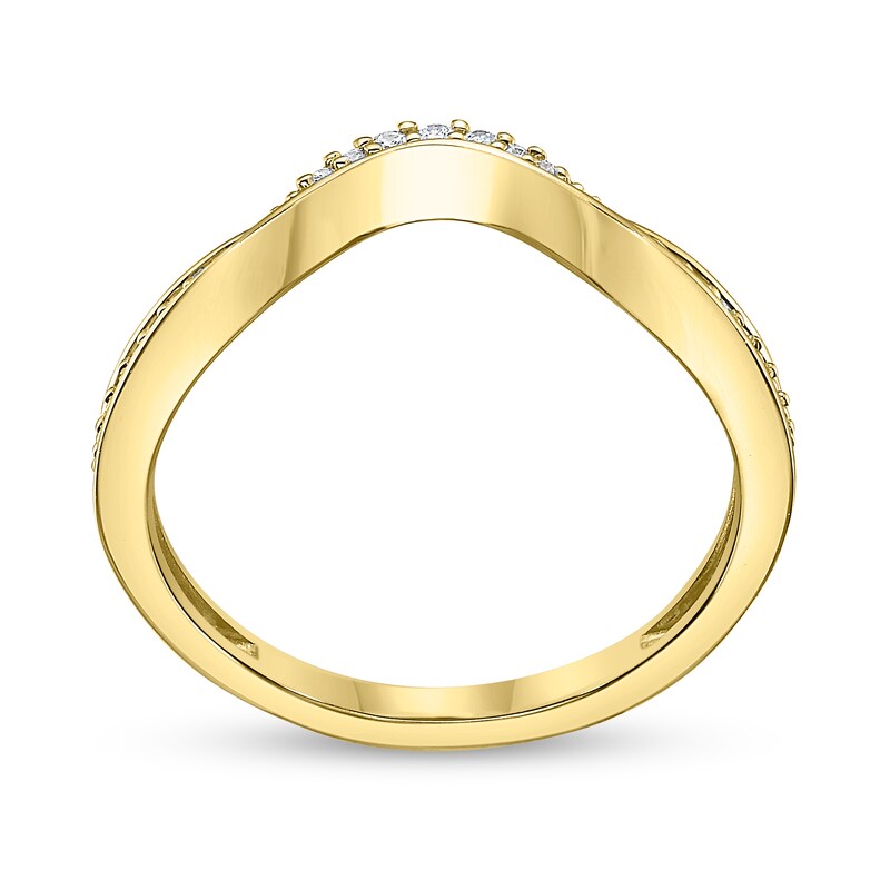 Main Image 3 of 1/10 CT. T.W. Diamond Wave Contour Band in 10K Gold