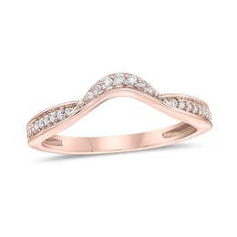 1/10 CT. T.W. Diamond Wave Contour Band in 10K Rose Gold