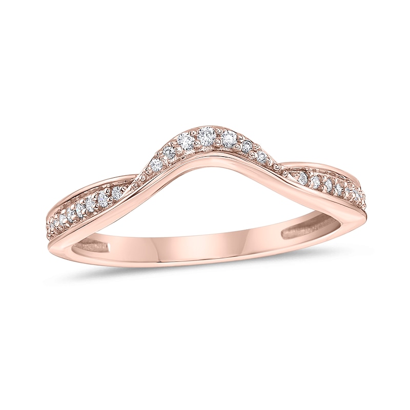 Main Image 1 of 1/10 CT. T.W. Diamond Wave Contour Band in 10K Rose Gold