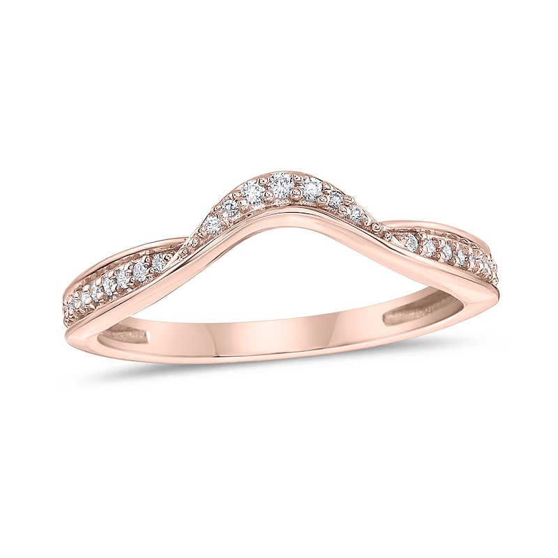 1/10 CT. T.W. Diamond Wave Contour Band in 10K Rose Gold