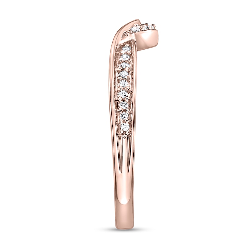 Main Image 2 of 1/10 CT. T.W. Diamond Wave Contour Band in 10K Rose Gold