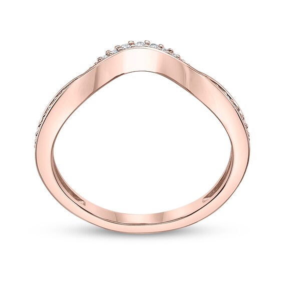 1/10 CT. T.w. Diamond Wave Contour Band in 10K Rose Gold