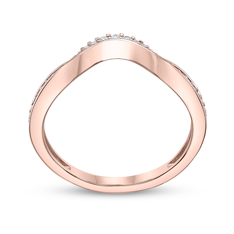 Main Image 3 of 1/10 CT. T.W. Diamond Wave Contour Band in 10K Rose Gold