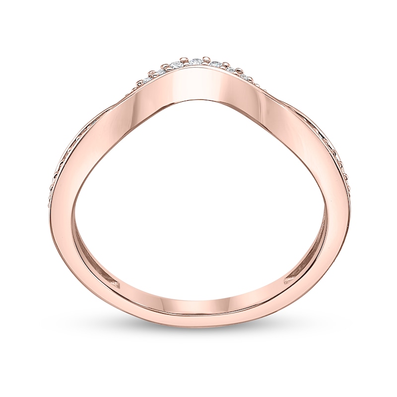 1/10 CT. T.W. Diamond Wave Contour Band in 10K Rose Gold