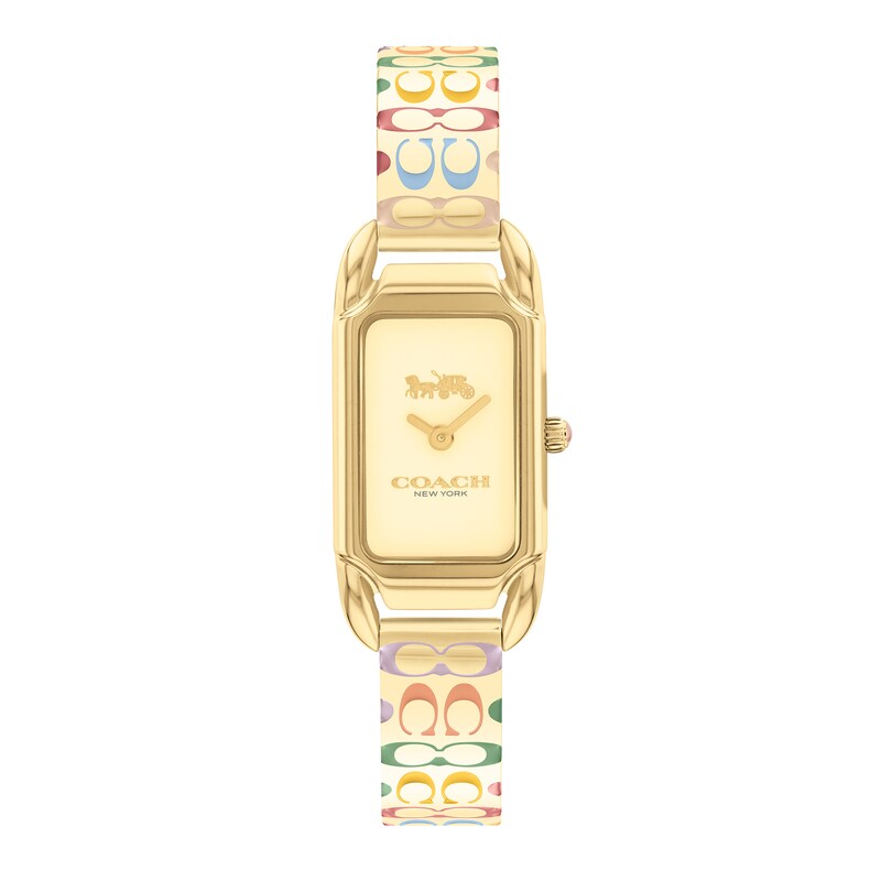 Ladies' Coach Cadie Gold-Tone IP Bangle Watch with Rectangular Dial (Model: 14504195)