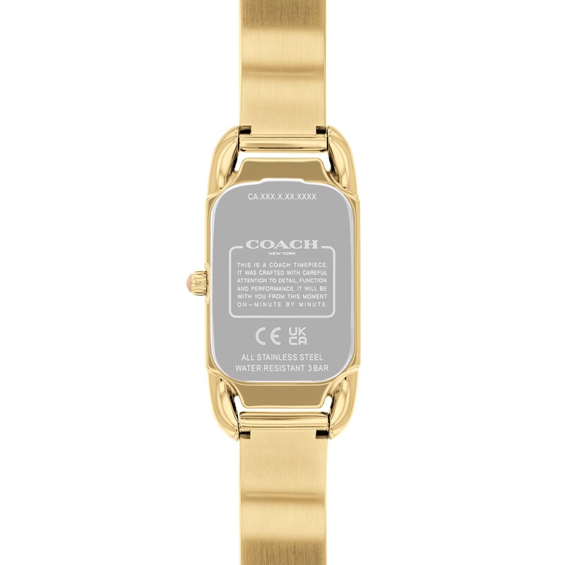 Ladies' Coach Cadie Gold-Tone IP Bangle Watch with Rectangular Dial (Model: 14504195)