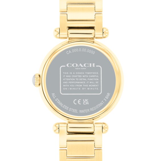 Ladies' Coach Cary Crystal Accent Gold-Tone IP Watch with Beige Mother-of-Pearl Dial (Model: 14504183)