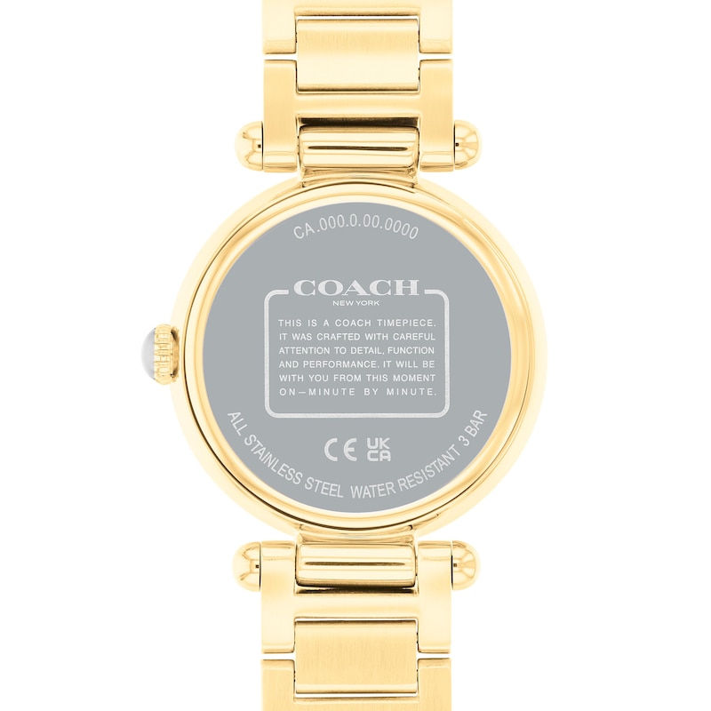 Main Image 3 of Ladies' Coach Cary Crystal Accent Gold-Tone IP Watch with Beige Mother-of-Pearl Dial (Model: 14504183)