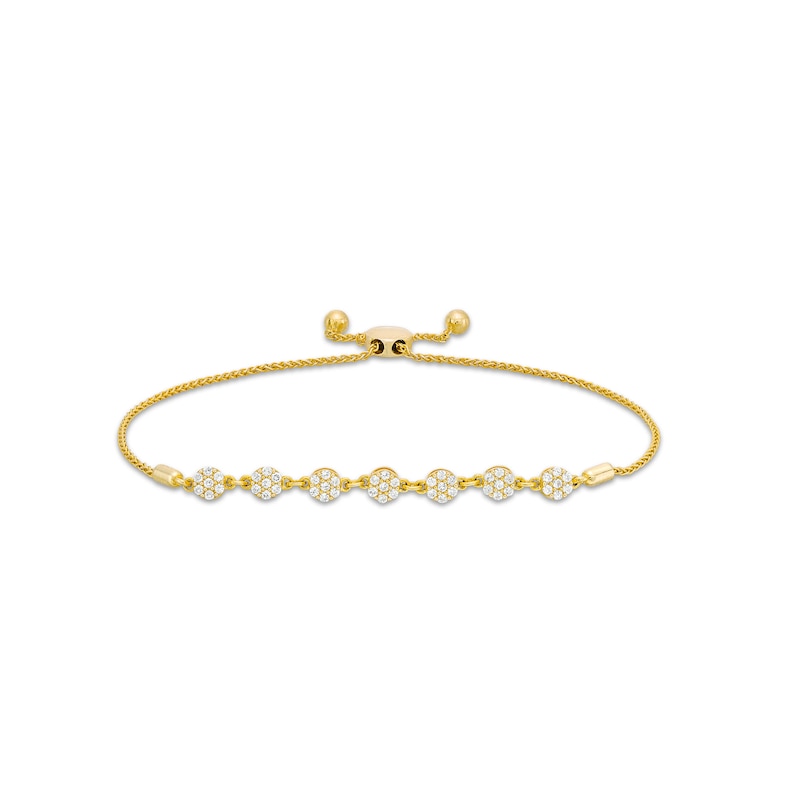 1/2 CT. T.W. Diamond Flower Bolo Bracelet in 10K Gold