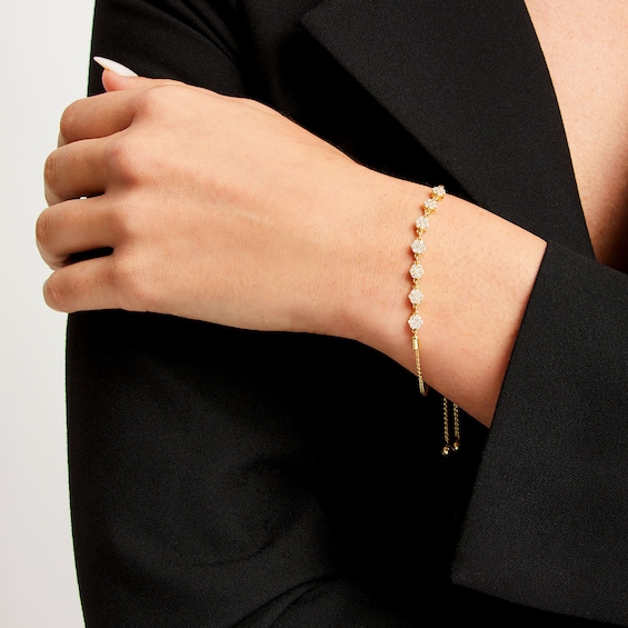 1/2 CT. T.w. Diamond Flower Bolo Bracelet in 10K Gold