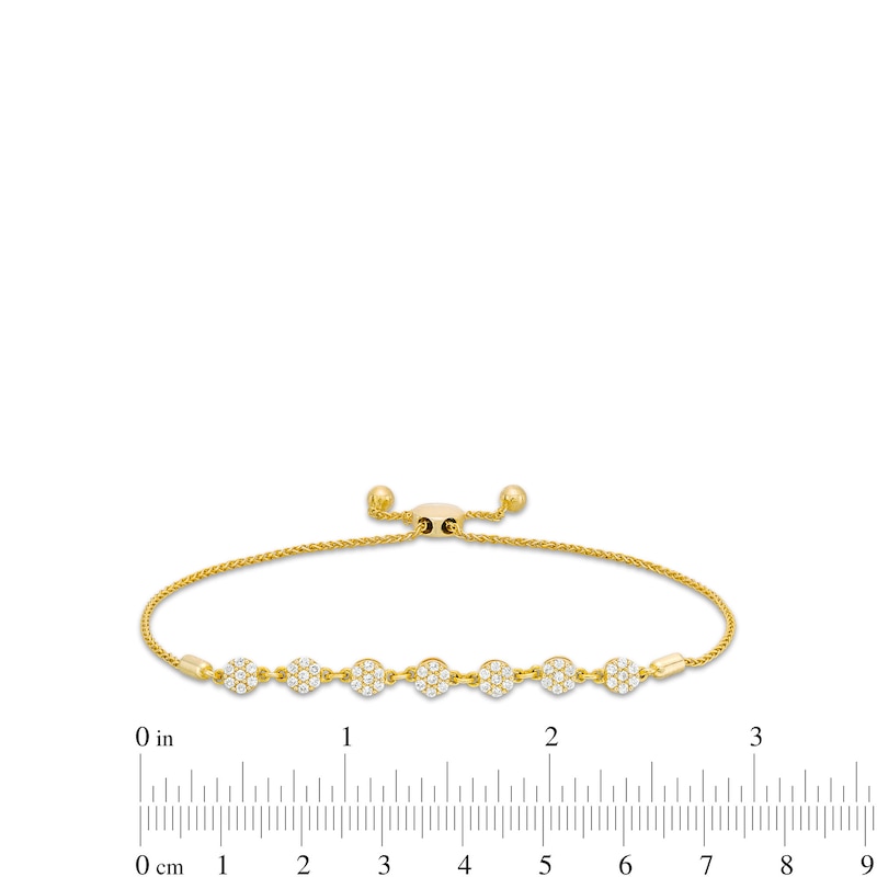 1/2 CT. T.W. Diamond Flower Bolo Bracelet in 10K Gold