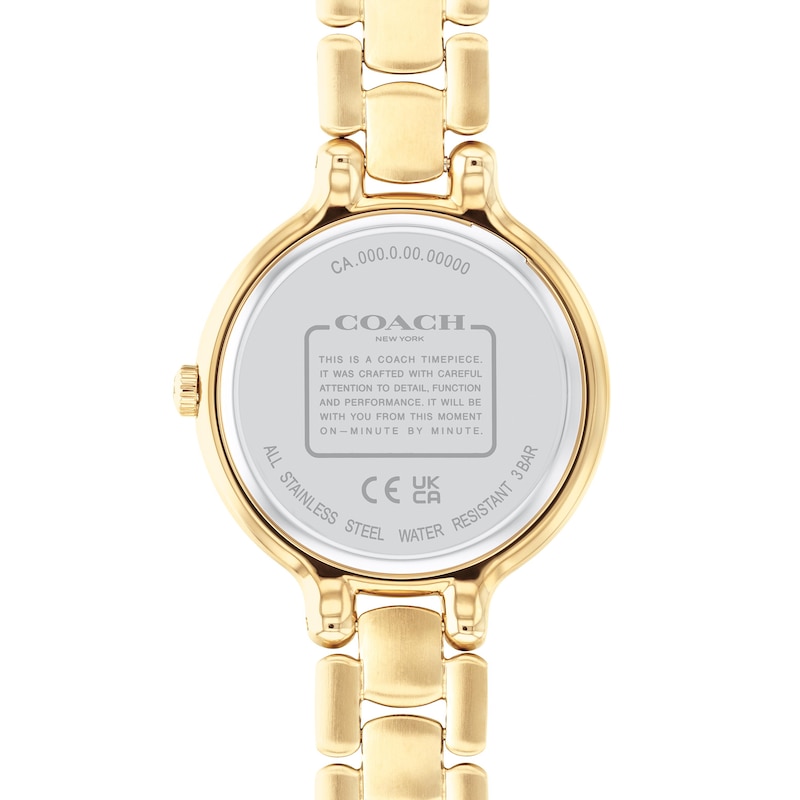 Ladies' Coach Chelsea Crystal Accent Gold-Tone IP Watch with Green Dial (Model: 14504251)