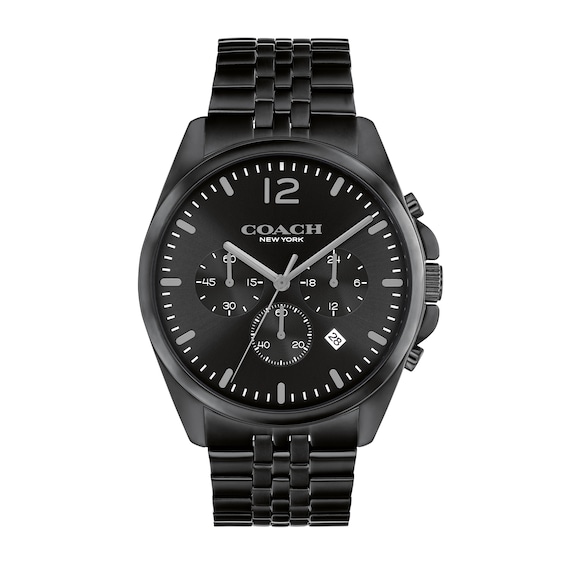 Men's Coach Greyson Black IP Chronograph Watch with Black Dial (Model: 14602658)