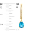 Thumbnail Image 3 of Pear-Shaped Swiss Blue Topaz and White Lab-Created Sapphire Dangle Earrings in Sterling Silver with 10K Gold Plate
