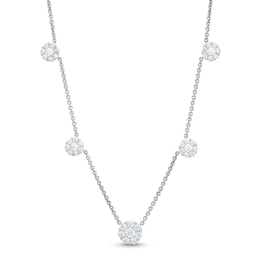 1-1/2 CT. T.W. Diamond Flower Station Necklace in 10K White Gold