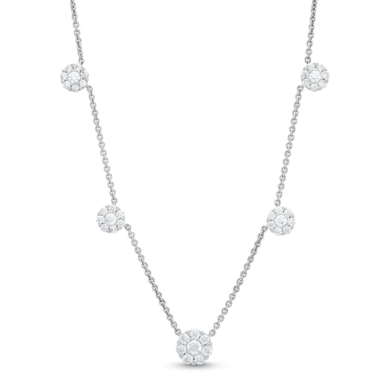 1-1/2 CT. T.w. Diamond Flower Station Necklace in 10K White Gold