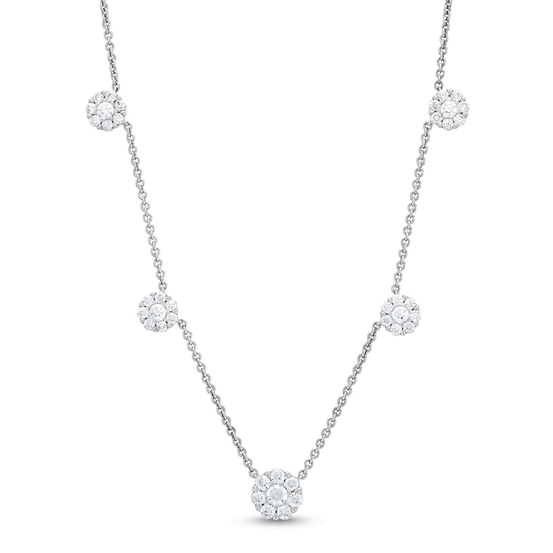 Main Image 1 of 1-1/2 CT. T.W. Diamond Flower Station Necklace in 10K White Gold