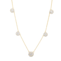 1-1/2 CT. T.W. Diamond Flower Station Necklace in 10K Gold