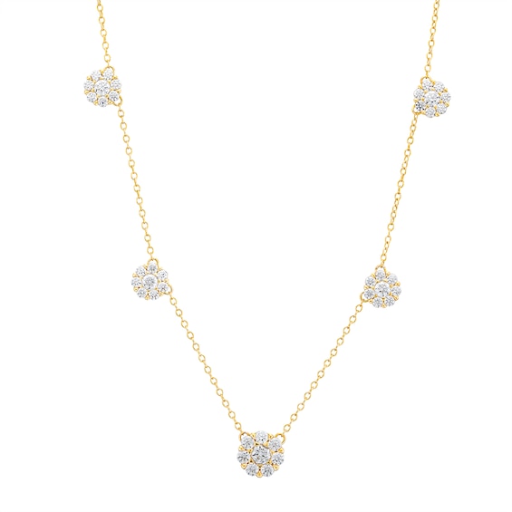 1-1/2 CT. T.w. Diamond Flower Station Necklace in 10K Gold