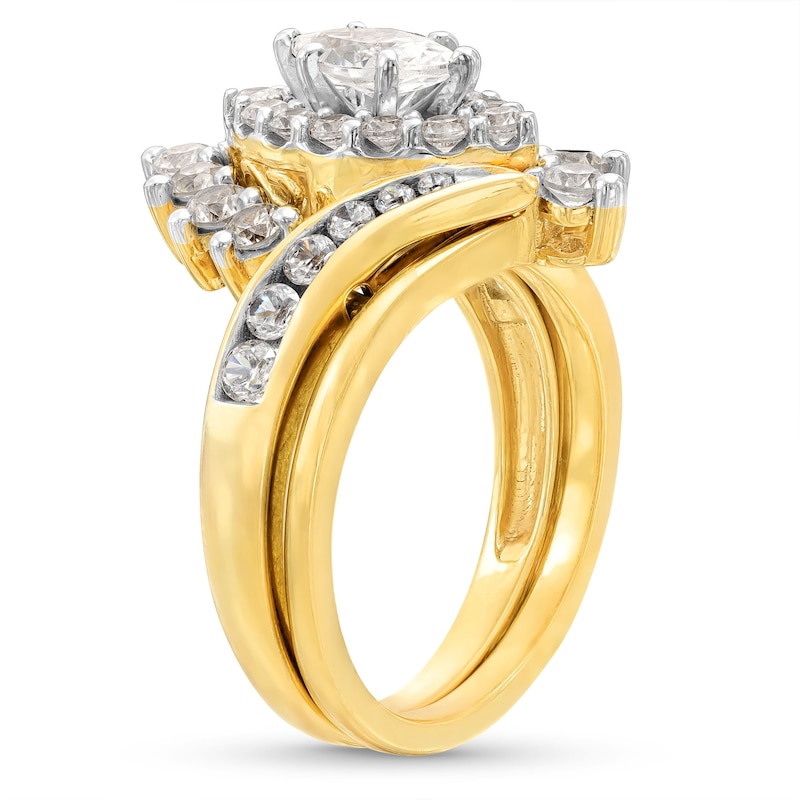 Main Image 3 of 2 CT. T.W. Marquise Diamond Shadow Frame Bypass Shank Bridal Set in 14K Gold