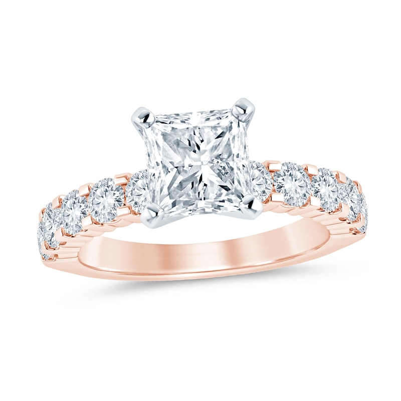 Main Image 1 of 2-1/2 CT. T.W. Princess-Cut Diamond Engagement Ring in 14K Rose Gold (I/I2)