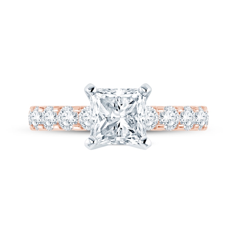 Main Image 3 of 2-1/2 CT. T.W. Princess-Cut Diamond Engagement Ring in 14K Rose Gold (I/I2)